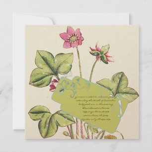 Cartes d'invitation pour dîner Fleur sauvage verte