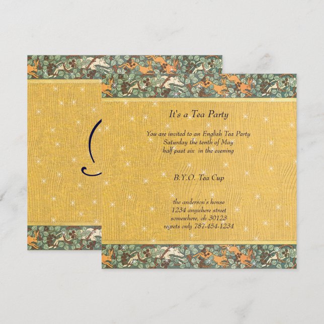 Cartes d'invitation pour dîner sur le thème de la  (Devant / Derrière)