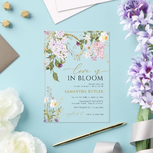 Cartes d'invitation pour douche avec Fleurs Sauvag (Insitu (Mariage))