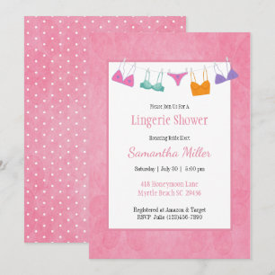 Cartes d'invitation pour douche de lingerie Clothe