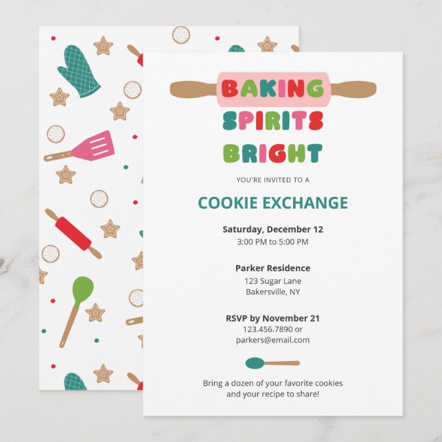Cartes d'invitation pour échange de biscuits de No (Devant / Derrière)