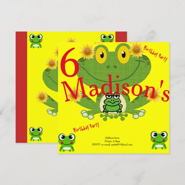 cartes d'invitation pour enfants (Devant / Derrière)