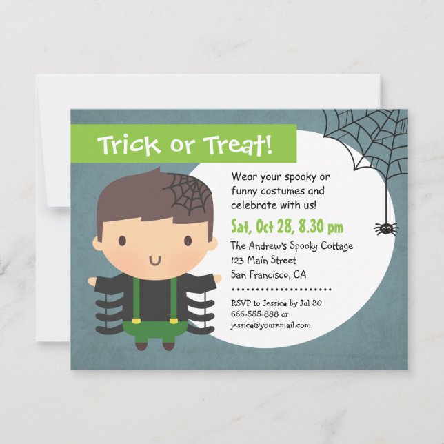Cartes d'invitation pour enfants garçon araignée m (Devant)