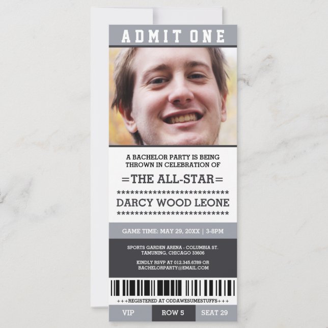 Cartes d'invitation pour enterrement de vie de gar (Devant)