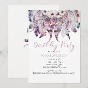 Cartes d'invitation pour fête d'anniversaire à plu