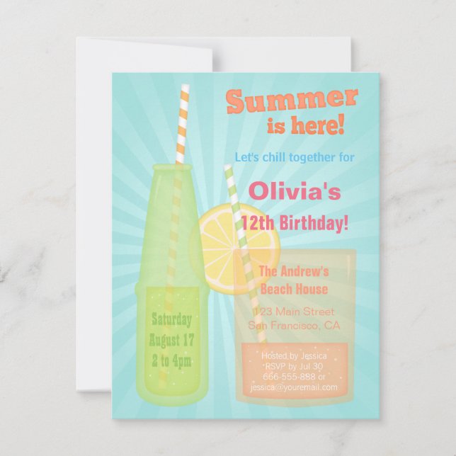 Cartes d'invitation pour fête d'anniversaire avec  (Devant)