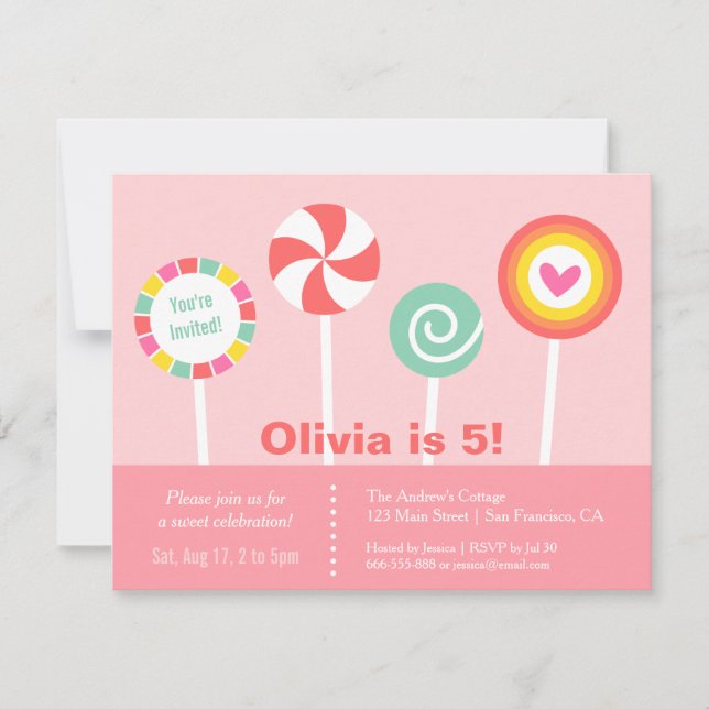 Cartes d'invitation pour fête d'anniversaire avec  (Devant)