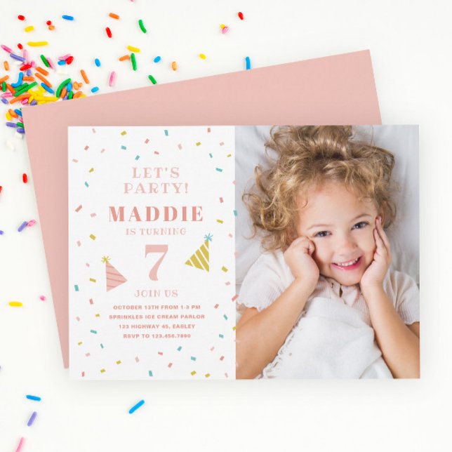 Cartes d'invitation pour fête d'anniversaire avec  (Color Sprinkles Kids Birthday Party Invitations.)