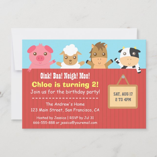 Cartes d'invitation pour fête d'anniversaire avec  (Devant)