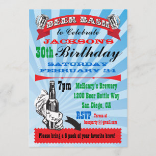 Cartes d'invitation pour fête d'anniversaire Beer