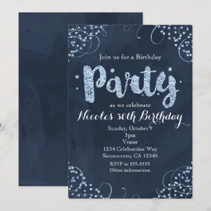Cartes d'invitation pour fête d'anniversaire bleu 