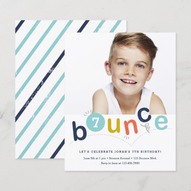 Cartes d'invitation pour fête d'anniversaire Budge (Devant / Derrière)