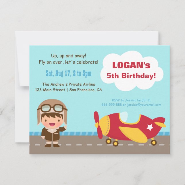 Cartes d'invitation pour fête d'anniversaire d'avi (Devant)