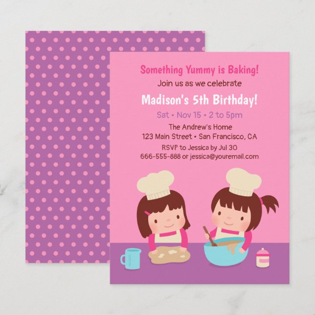 Cartes d'invitation pour fête d'anniversaire de fi (Devant / Derrière)
