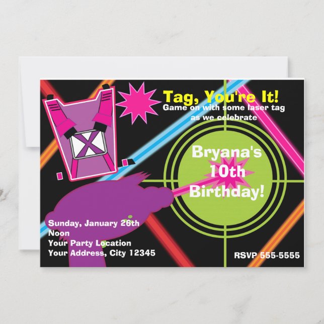 Cartes d'invitation pour fête d'anniversaire de fi (Devant)