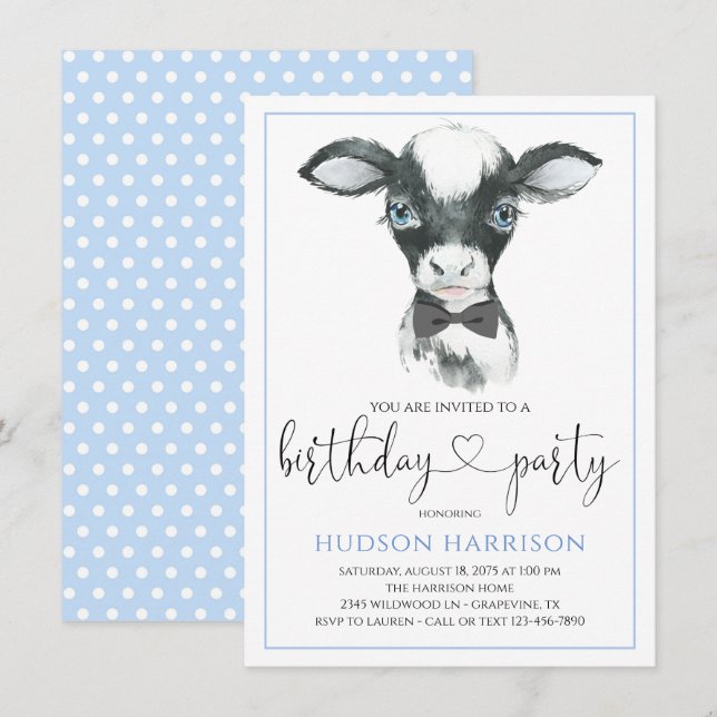 Cartes d'invitation pour fête d'anniversaire de ga (Devant / Derrière)