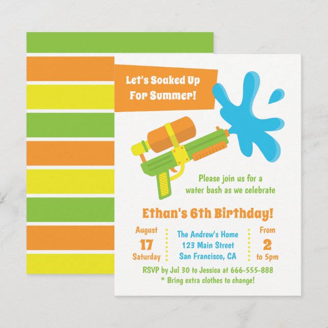 Cartes d'invitation pour fête d'anniversaire de je (Devant / Derrière)