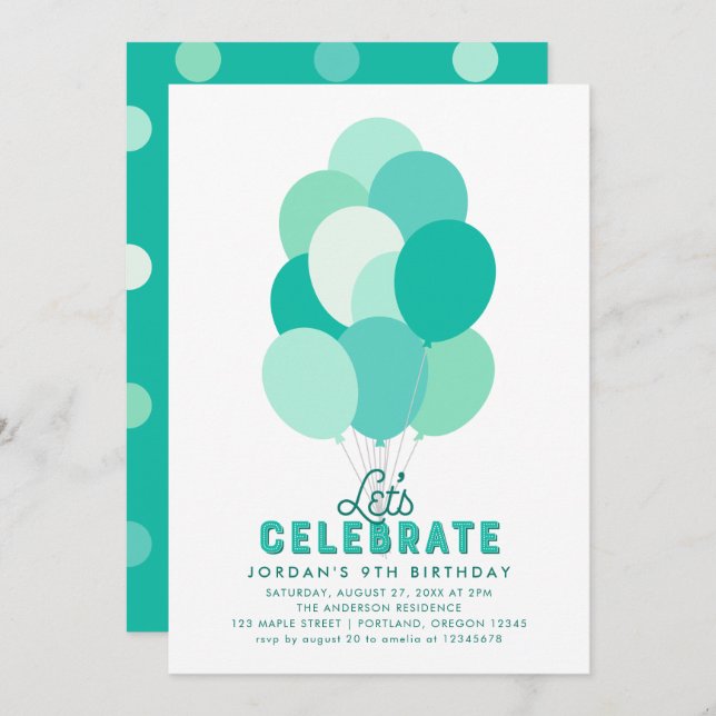 Cartes d'invitation pour fête d'anniversaire de to (Devant / Derrière)