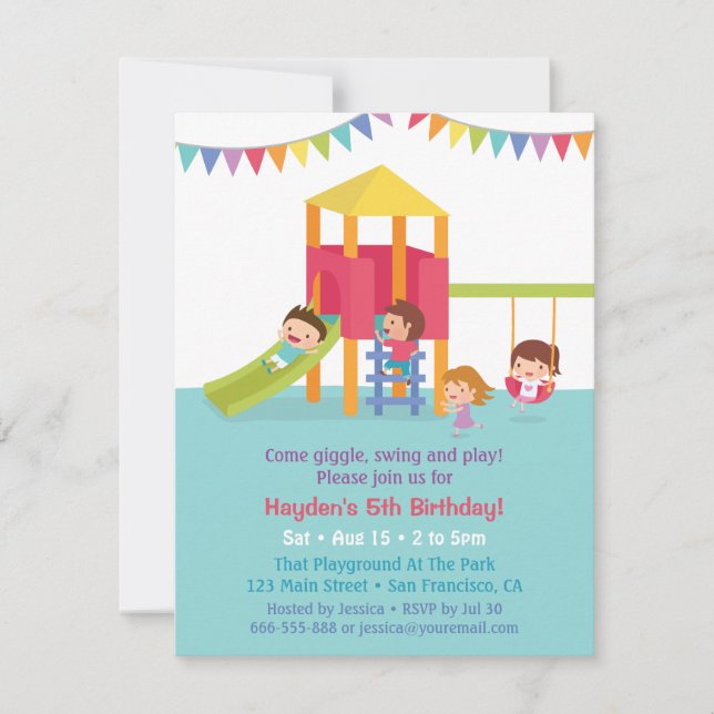 Cartes d'invitation pour fête d'anniversaire d'enf (Devant)