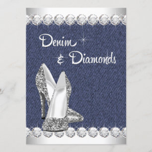 Cartes d'invitation pour fête d'anniversaire Denim
