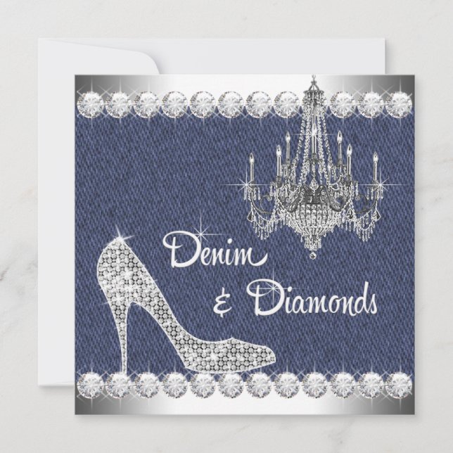 Cartes d'invitation pour fête d'anniversaire Denim (Devant)