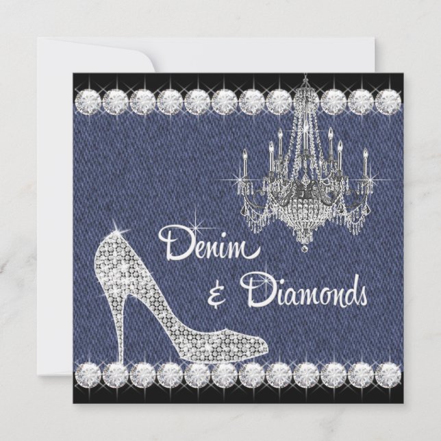 Cartes d'invitation pour fête d'anniversaire Denim (Devant)