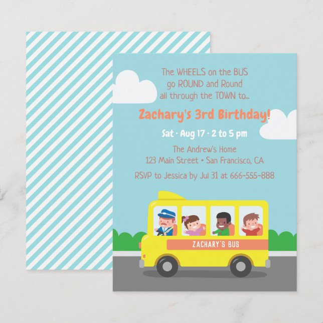 Cartes d'invitation pour fête d'anniversaire des e (Devant / Derrière)