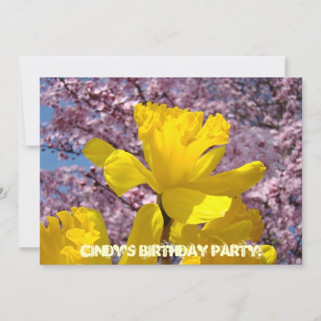 Cartes d'invitation pour fête d'anniversaire jonqu (Devant)