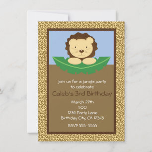Cartes d'invitation pour fête d'anniversaire Lion 