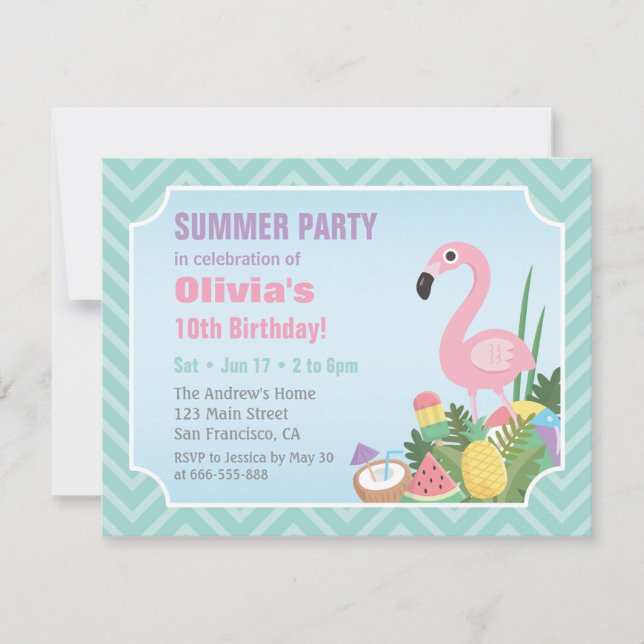Cartes d'invitation pour fête d'anniversaire thème (Devant)