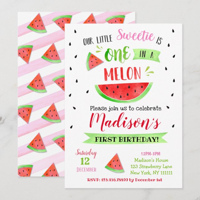 Cartes d'invitation pour fête d'anniversaire Water (Devant / Derrière)