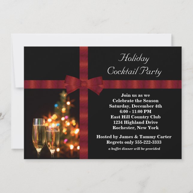 Cartes d'invitation pour fête de cocktail de vacan (Devant)