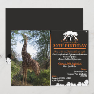 Cartes d'invitation pour fête de girafe africaine