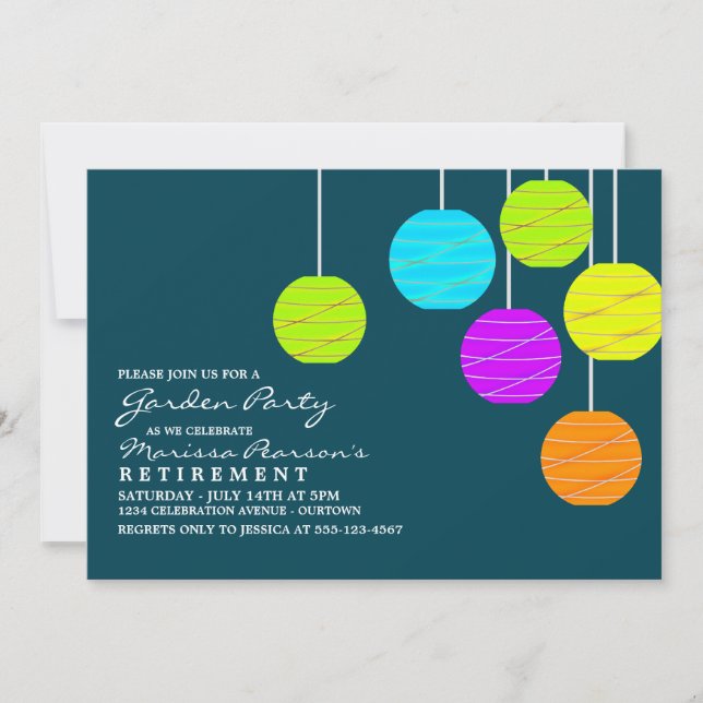 Cartes d'invitation pour fête de jardin aux lanter (Devant)
