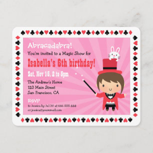 Cartes d'invitation pour fête de magie pour enfant