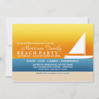 Cartes d'invitation pour fête de plage au soleil d