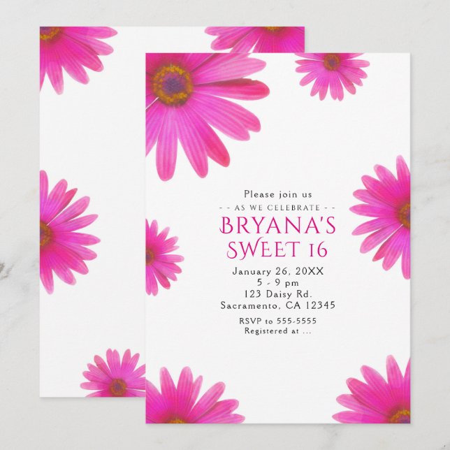 Cartes d'invitation pour fête de printemps aux mar (Devant / Derrière)
