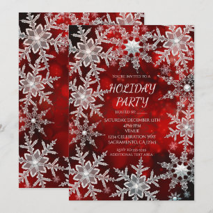 Cartes d'invitation pour fête de vacances rouges f