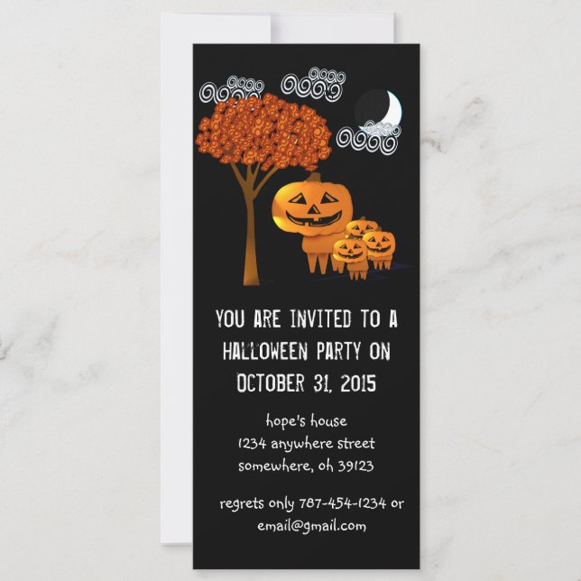 Cartes d'invitation pour fête d'Halloween avec têt (Devant)