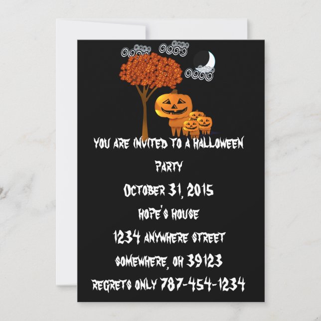 Cartes d'invitation pour fête d'Halloween avec têt (Devant)
