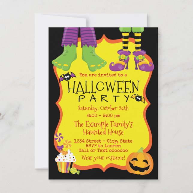 Cartes d'invitation pour fête d'Halloween pour enf (Devant)
