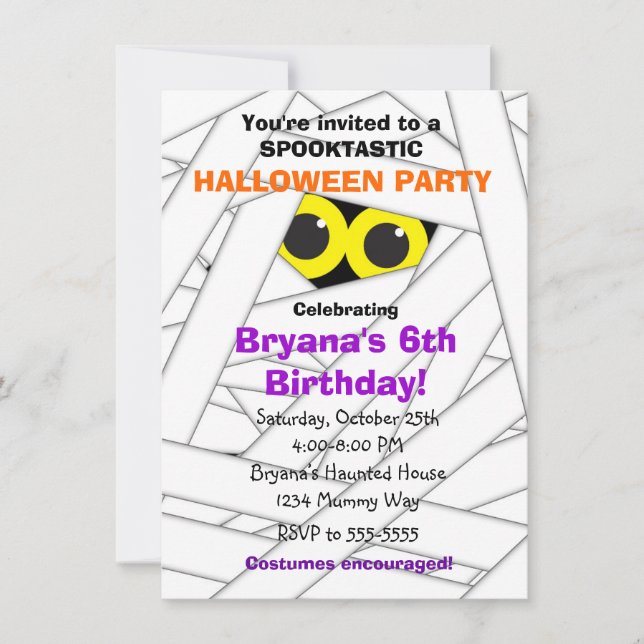 Cartes d'invitation pour fête d'Halloween pour enf (Devant)