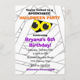 Cartes d'invitation pour fête d'Halloween pour enf