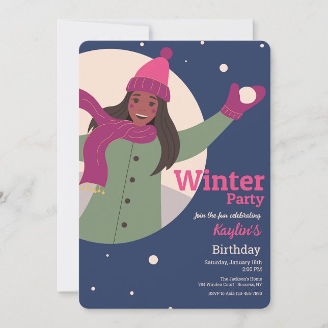 Cartes d'invitation pour fête d'hiver (Devant)