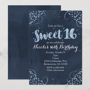 Cartes d'invitation pour fête Sweet 16 sur le thèm