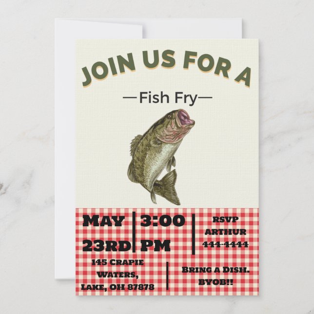 Cartes d'invitation pour grande friture de poisson (Devant)