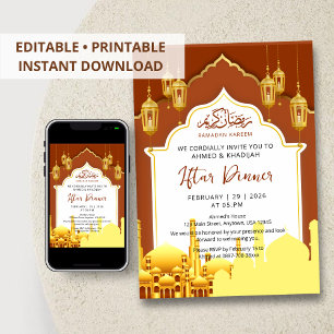 Cartes d'invitation pour Iftar Ramadan Lanternes D