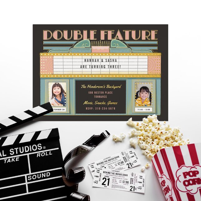 Cartes d'invitation pour jumeaux pour une fête d'a (Créateur téléchargé)