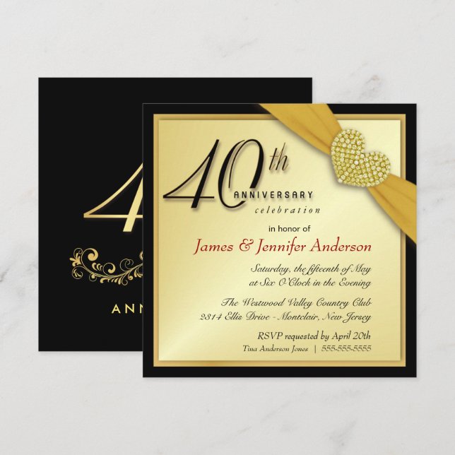Cartes d'invitation pour la 40e fête d'anniversair (Devant / Derrière)