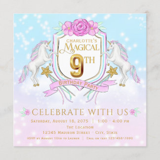 Cartes d'invitation pour la 9e fête d'anniversaire